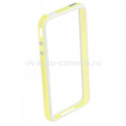 Бампер для iPhone 4S iBest, цвет белый/светло-желтый (PKIPO4NSBP704)